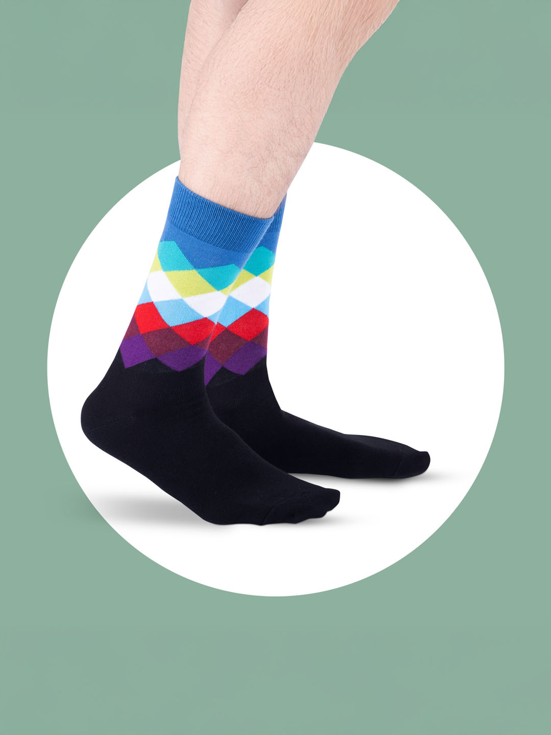 Socks Sutra by Macroman M-Series Men’s Crew/Calf Length Socks (Pack of 3) | Cotton Spandex, Stretch-Fit, Reinforced Heel & Toe | MM3024