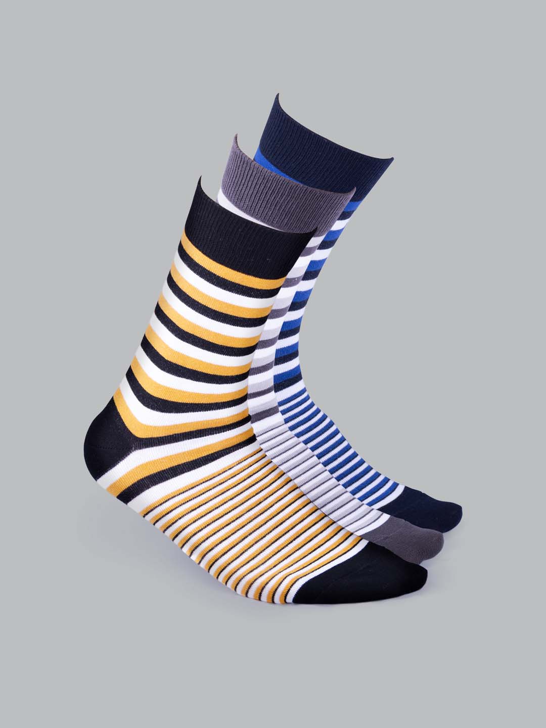 Socks Sutra by Macroman M-Series Men’s Crew/Calf Length Socks (Pack of 3) | Cotton Spandex, Stretch-Fit, Reinforced Heel & Toe | MM3025