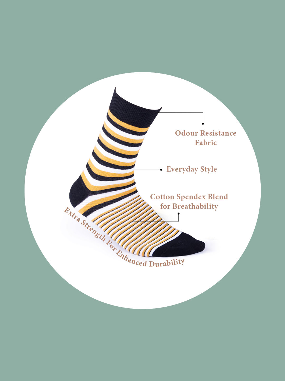 Socks Sutra by Macroman M-Series Men’s Crew/Calf Length Socks (Pack of 3) | Cotton Spandex, Stretch-Fit, Reinforced Heel & Toe | MM3025