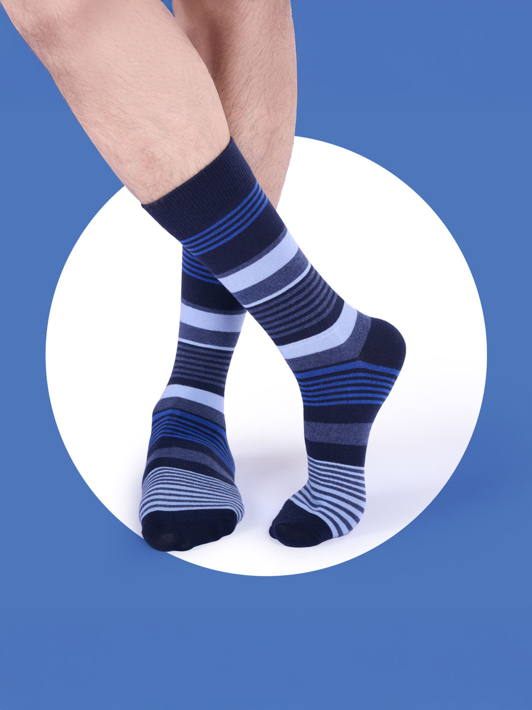 Socks Sutra by Macroman M-Series Men’s Crew/Calf Length Socks (Pack of 3) | Cotton Spandex, Stretch-Fit, Reinforced Heel & Toe | MM3026