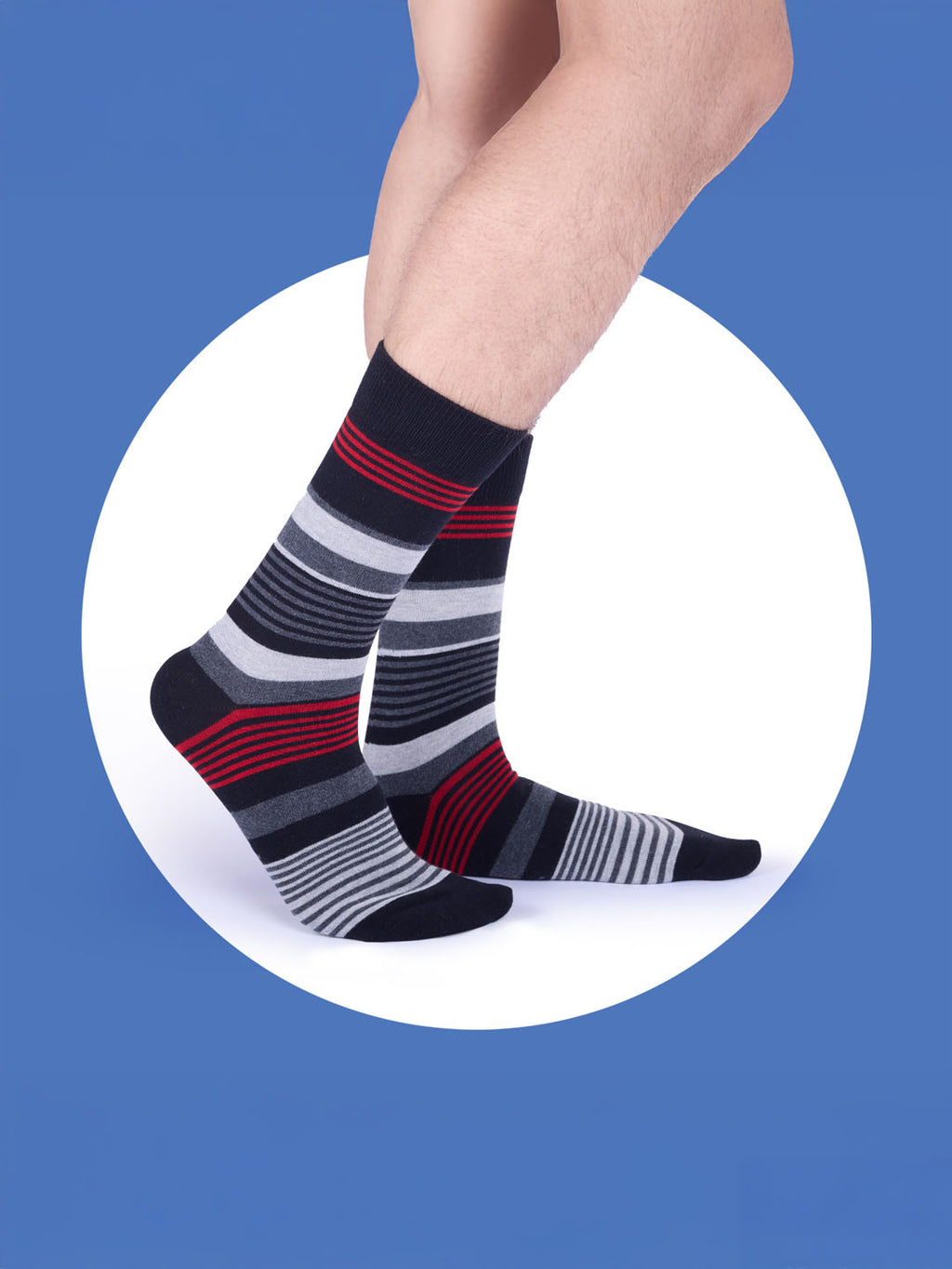 Socks Sutra by Macroman M-Series Men’s Crew/Calf Length Socks (Pack of 3) | Cotton Spandex, Stretch-Fit, Reinforced Heel & Toe | MM3026