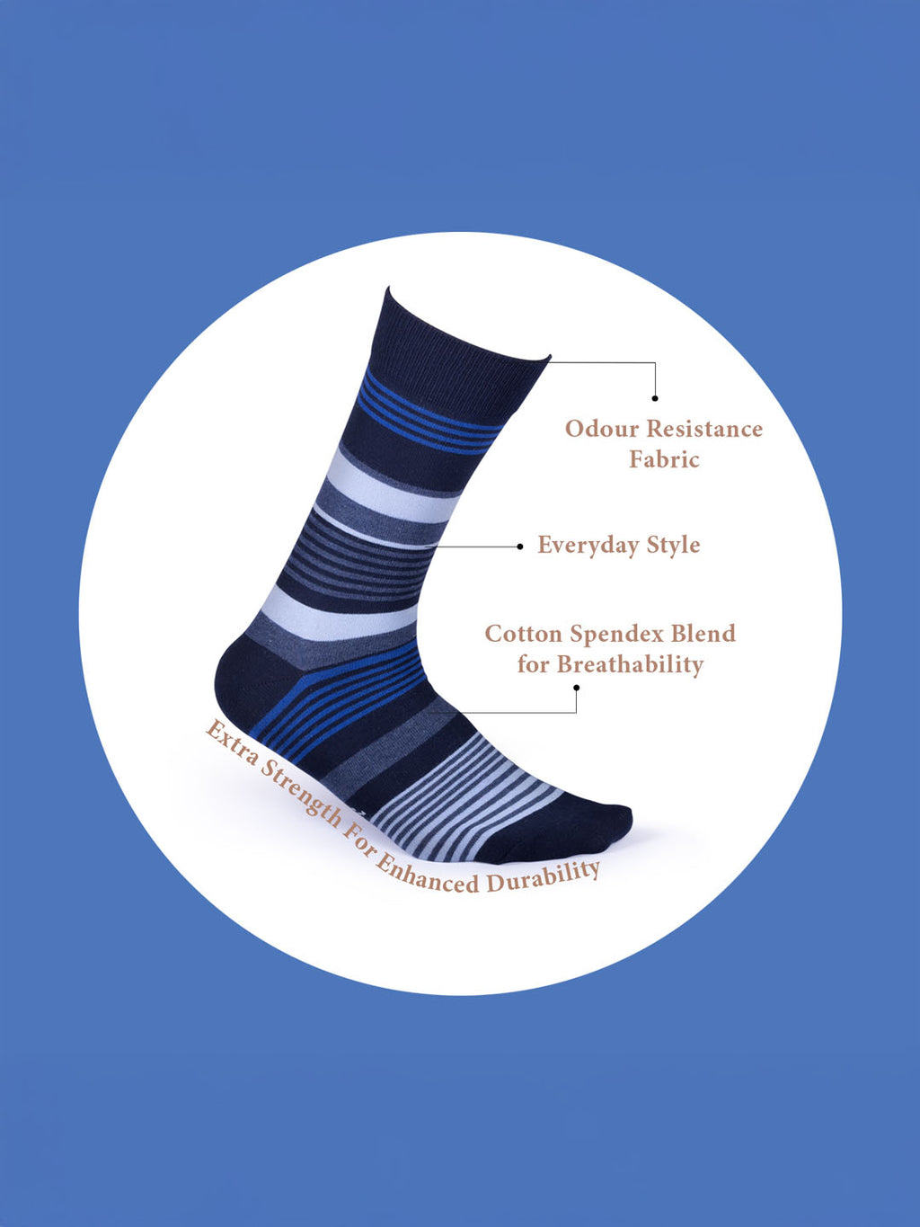Socks Sutra by Macroman M-Series Men’s Crew/Calf Length Socks (Pack of 3) | Cotton Spandex, Stretch-Fit, Reinforced Heel & Toe | MM3026