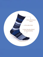 Socks Sutra by Macroman M-Series Men’s Crew/Calf Length Socks (Pack of 3) | Cotton Spandex, Stretch-Fit, Reinforced Heel & Toe | MM3026