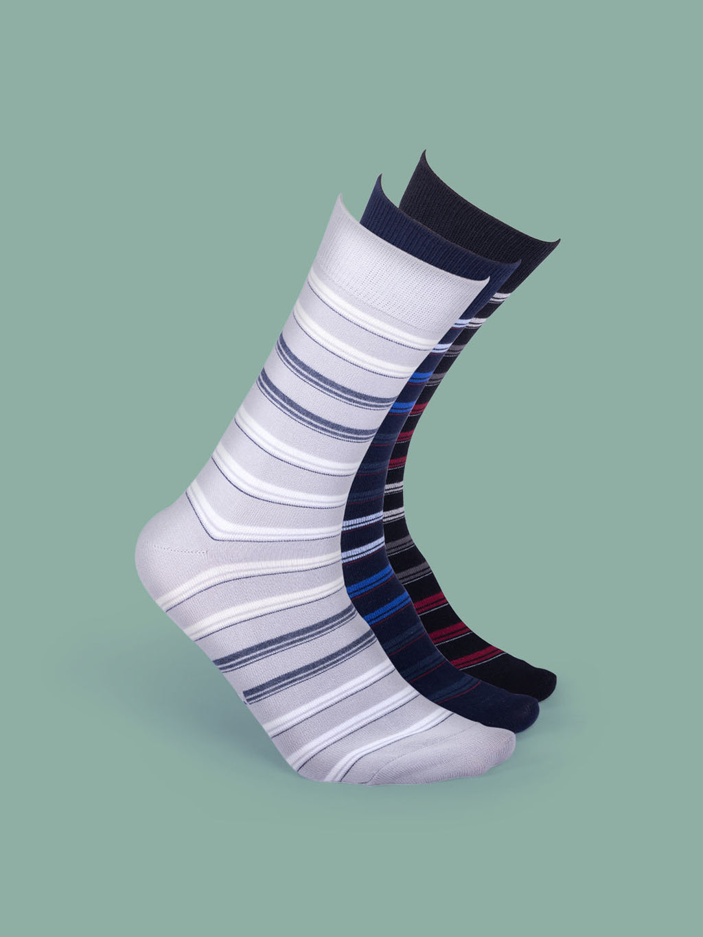 Socks Sutra Men’s Crew/Calf Length Socks (Pack of 3) | Cotton Spandex, Stretch-Fit, Reinforced Heel & Toe | MM3027