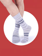 Socks Sutra Men’s Crew/Calf Length Socks (Pack of 3) | Cotton Spandex, Stretch-Fit, Reinforced Heel & Toe | MM3027