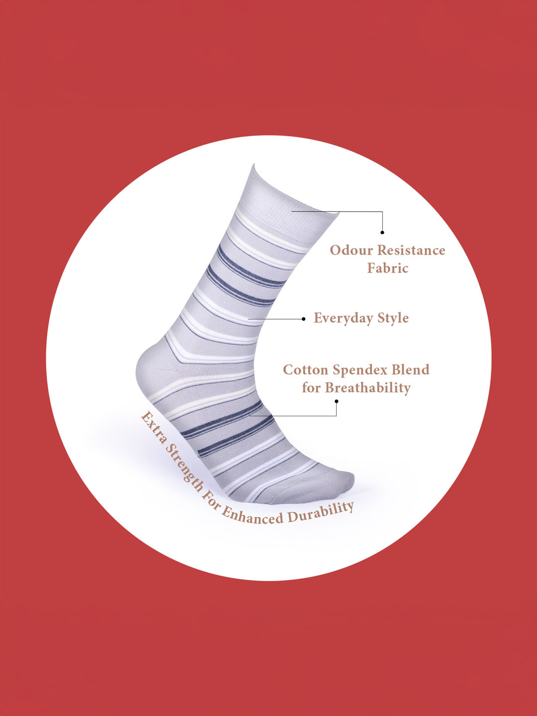Socks Sutra Men’s Crew/Calf Length Socks (Pack of 3) | Cotton Spandex, Stretch-Fit, Reinforced Heel & Toe | MM3027