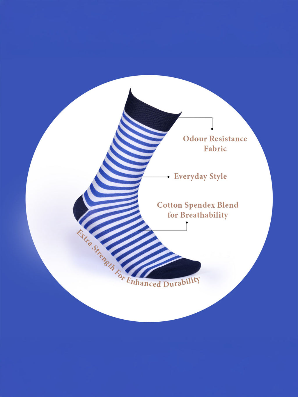 Socks Sutra by Macroman M-Series Men’s Crew/Calf Length Socks (Pack of 3) | Cotton Spandex, Stretch-Fit, Reinforced Heel & Toe | MM3028