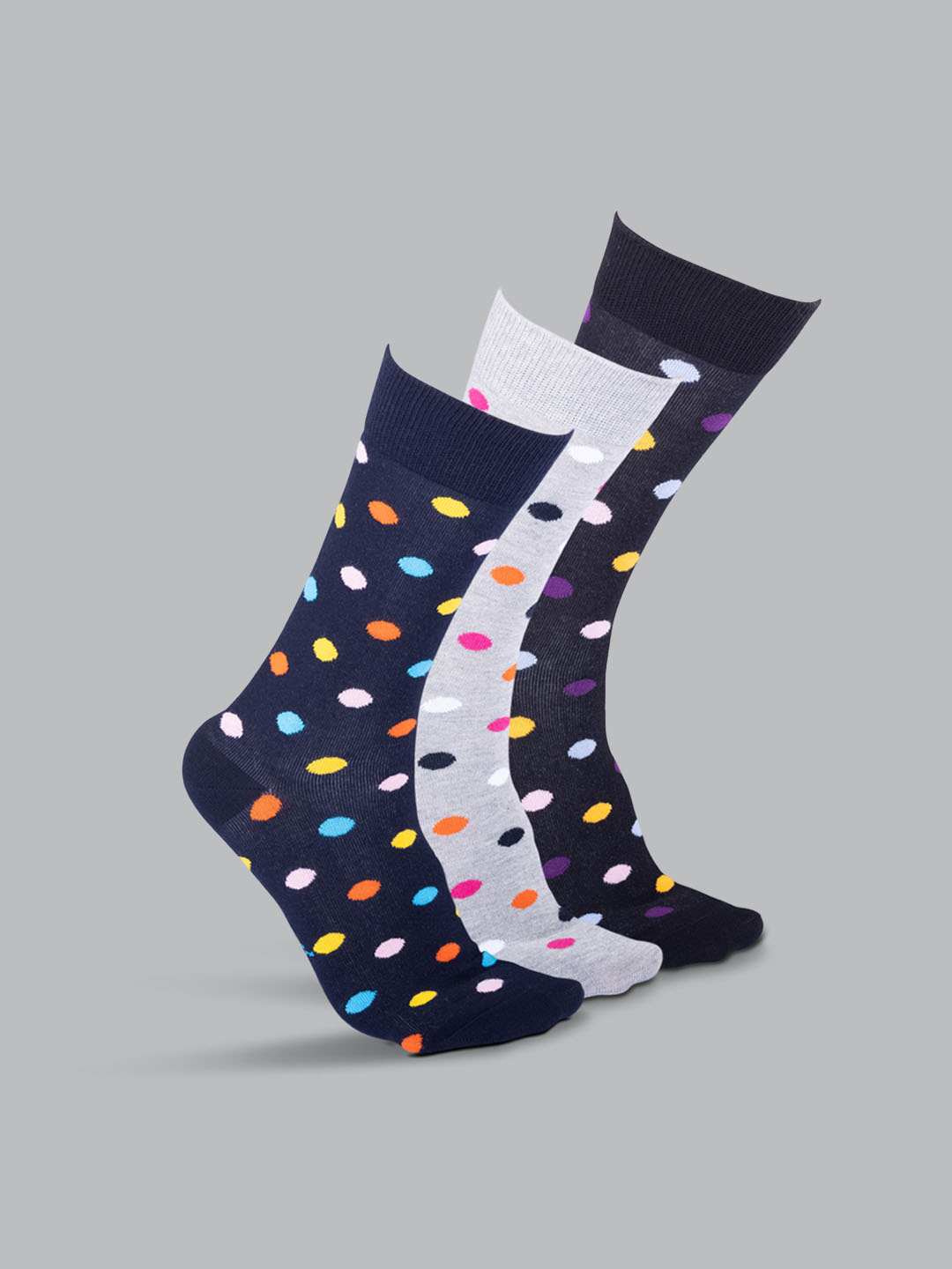 Socks Sutra by Macroman M-Series Men’s Crew/Calf Length Socks (Pack of 3) | Cotton Spandex, Stretch-Fit, Reinforced Heel & Toe | MM3030
