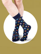 Socks Sutra by Macroman M-Series Men’s Crew/Calf Length Socks (Pack of 3) | Cotton Spandex, Stretch-Fit, Reinforced Heel & Toe | MM3030