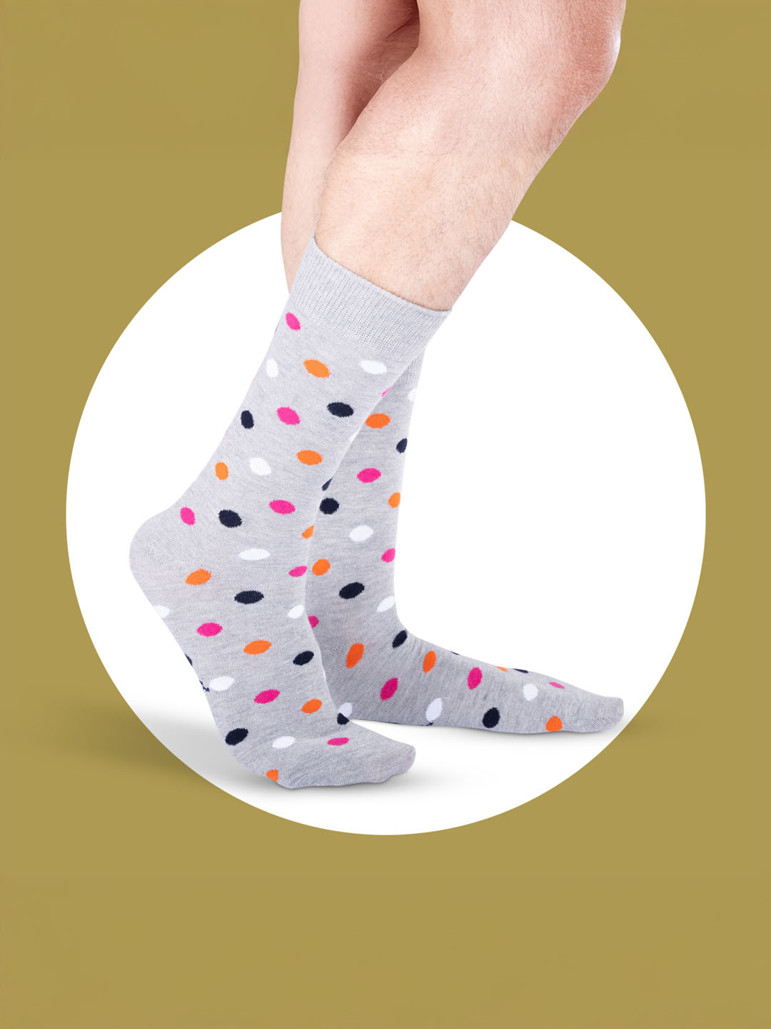 Socks Sutra by Macroman M-Series Men’s Crew/Calf Length Socks (Pack of 3) | Cotton Spandex, Stretch-Fit, Reinforced Heel & Toe | MM3030