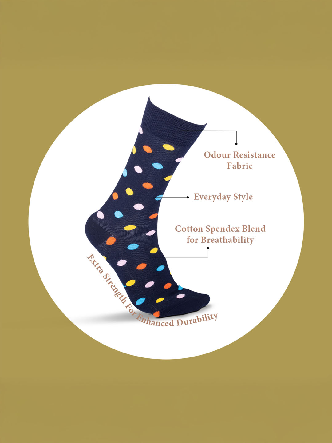 Socks Sutra by Macroman M-Series Men’s Crew/Calf Length Socks (Pack of 3) | Cotton Spandex, Stretch-Fit, Reinforced Heel & Toe | MM3030