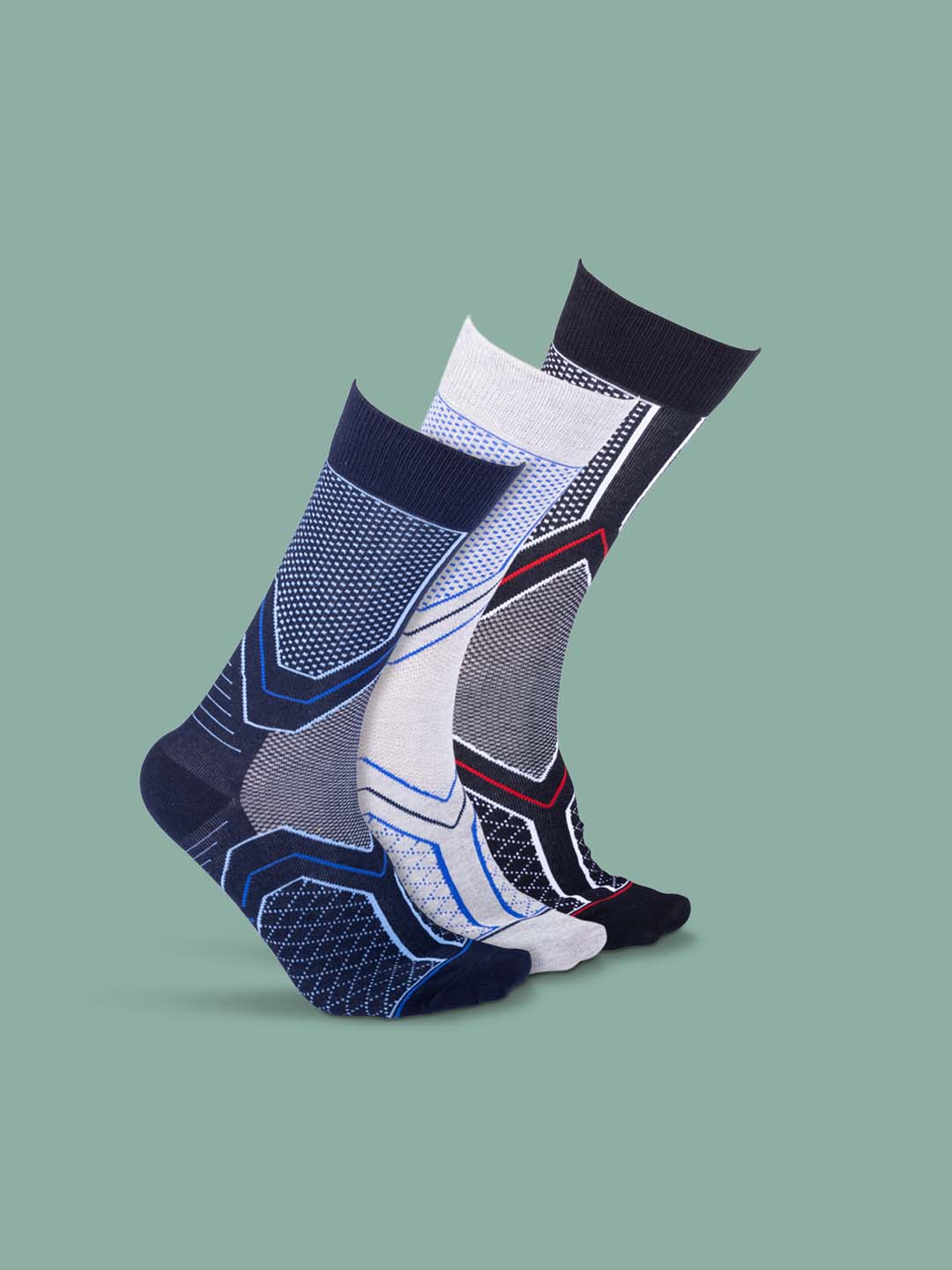 Socks Sutra Men’s Crew/Calf Length Socks (Pack of 3) | Cotton Spandex, Stretch-Fit, Reinforced Heel & Toe | MM3031