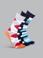 Socks Sutra by Macroman M-Series Men’s Crew/Calf Length Socks (Pack of 3) | Cotton Spandex, Stretch-Fit, Reinforced Heel & Toe | MM3032