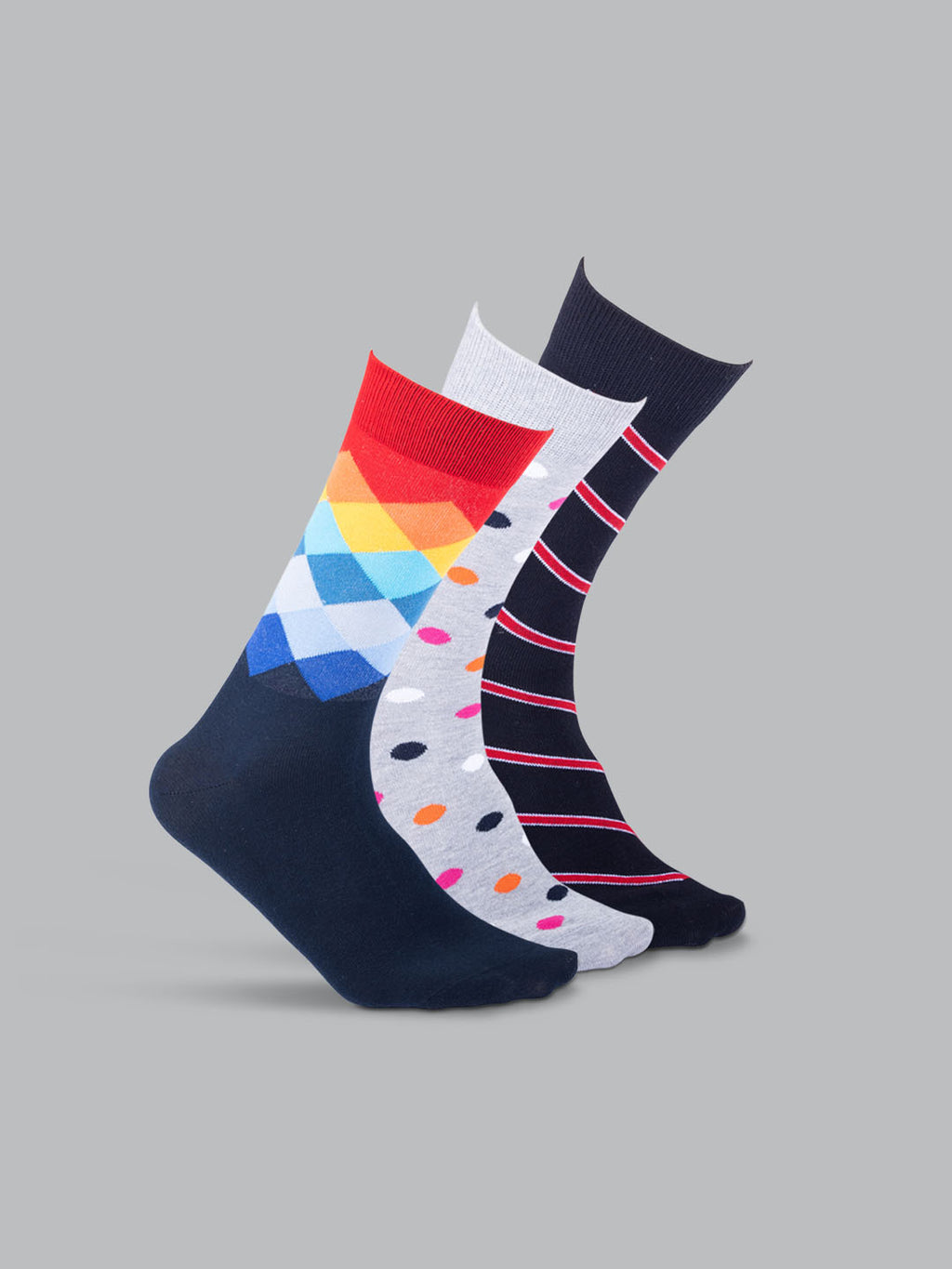 Socks Sutra Men’s Crew/Calf Length Socks (Pack of 3) | Cotton Spandex, Stretch-Fit, Reinforced Heel & Toe | MM3033