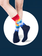 Socks Sutra Men’s Crew/Calf Length Socks (Pack of 3) | Cotton Spandex, Stretch-Fit, Reinforced Heel & Toe | MM3033