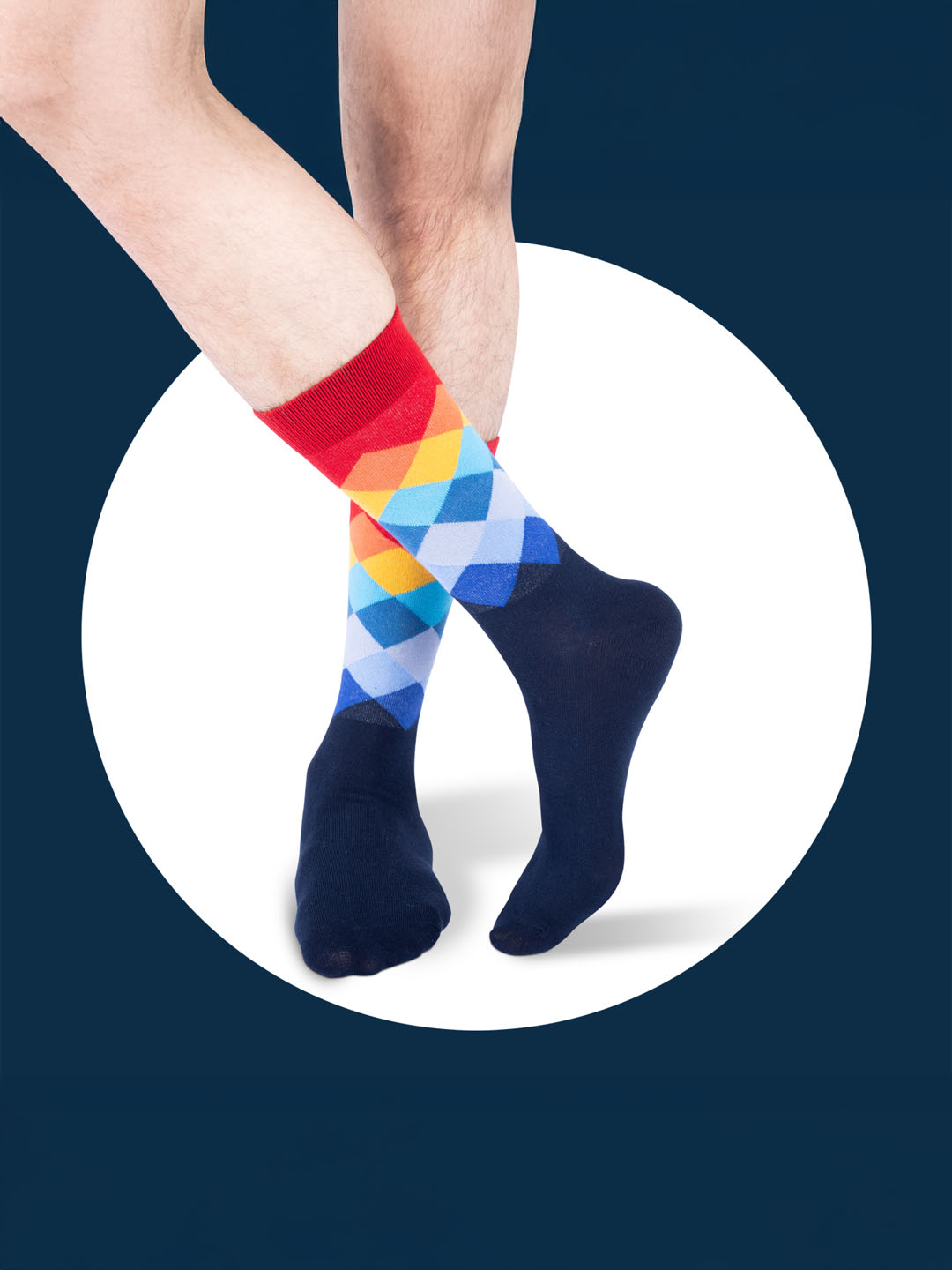 Socks Sutra Men’s Crew/Calf Length Socks (Pack of 3) | Cotton Spandex, Stretch-Fit, Reinforced Heel & Toe | MM3033