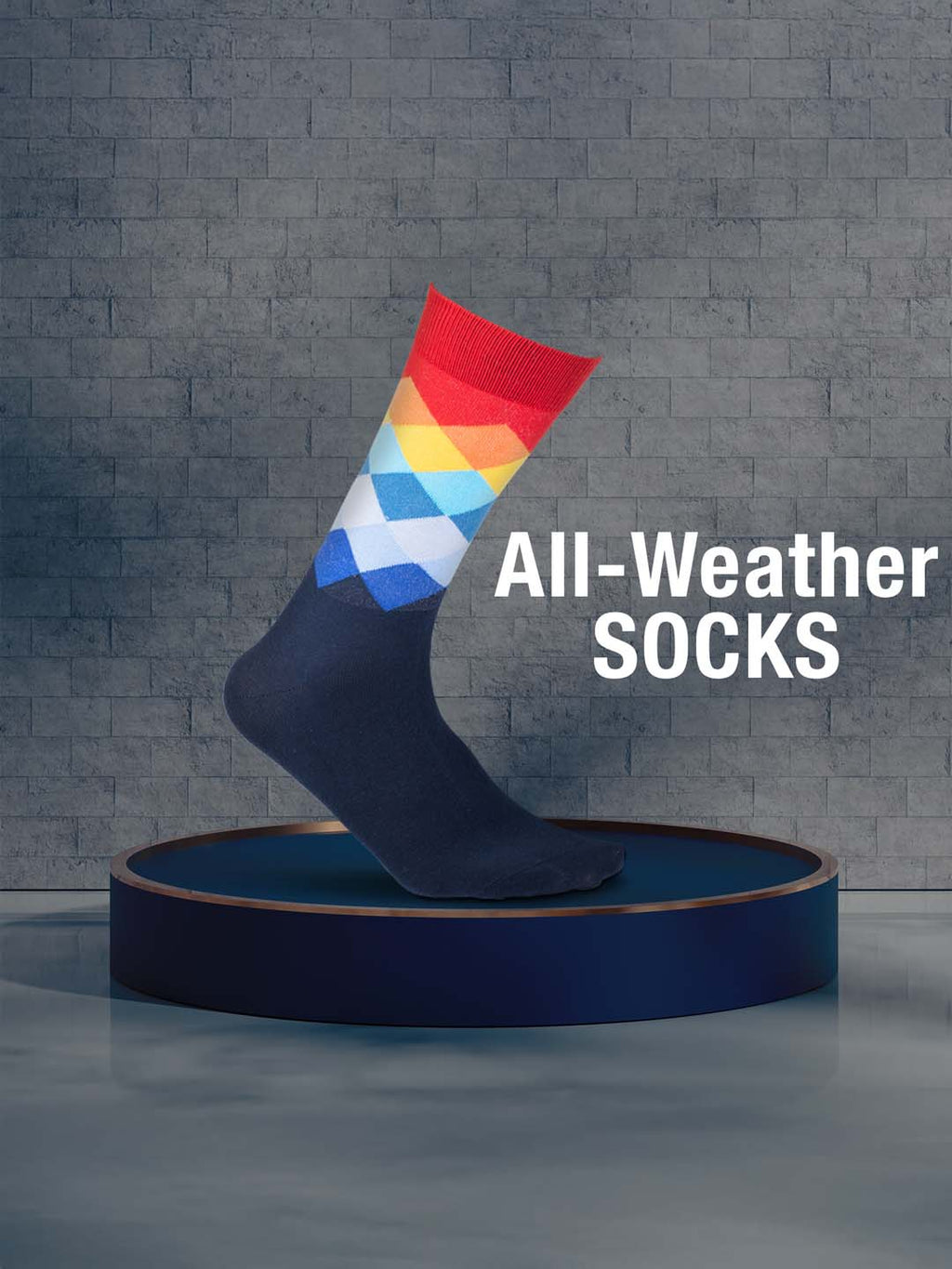 Socks Sutra Men’s Crew/Calf Length Socks (Pack of 3) | Cotton Spandex, Stretch-Fit, Reinforced Heel & Toe | MM3033