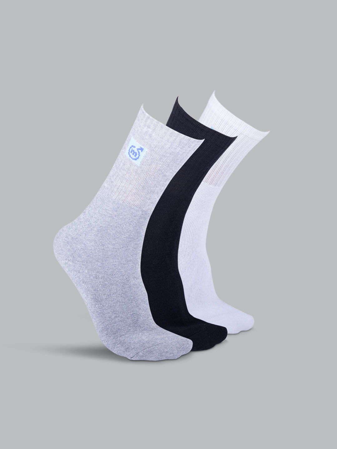 Socks Sutra Men’s Sports Crew/Calf Length Socks (Pack of 3) | Terry Cushion Cotton Spandex, Cushioned & Moisture-Wicking