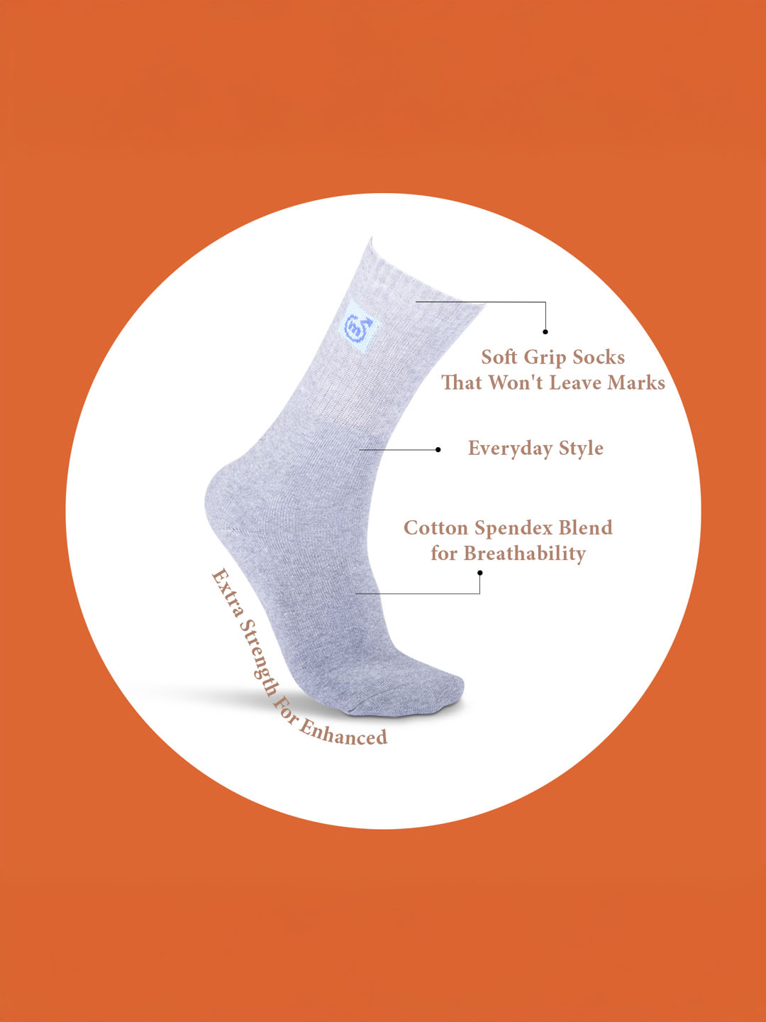 Socks Sutra Men’s Sports Crew/Calf Length Socks (Pack of 3) | Terry Cushion Cotton Spandex, Cushioned & Moisture-Wicking