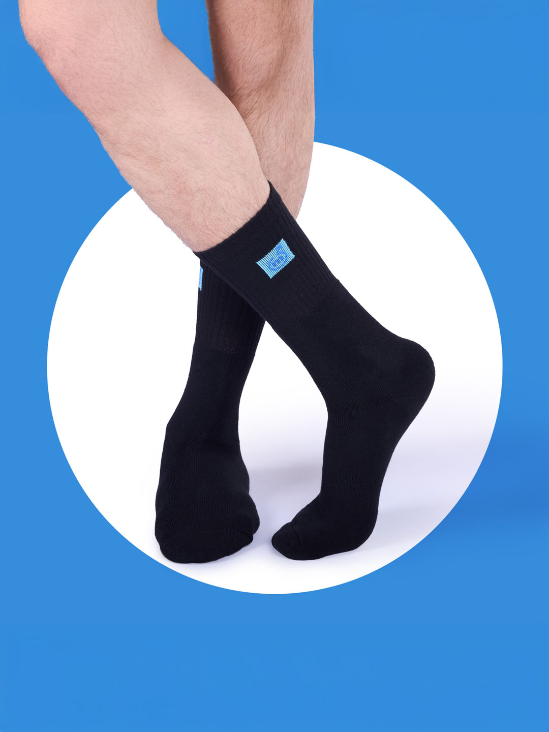 Socks Sutra Men’s Sports Crew/Calf Length Socks (Pack of 3) | Terry Cushion Cotton Spandex, Cushioned & Moisture-Wicking | MM3036