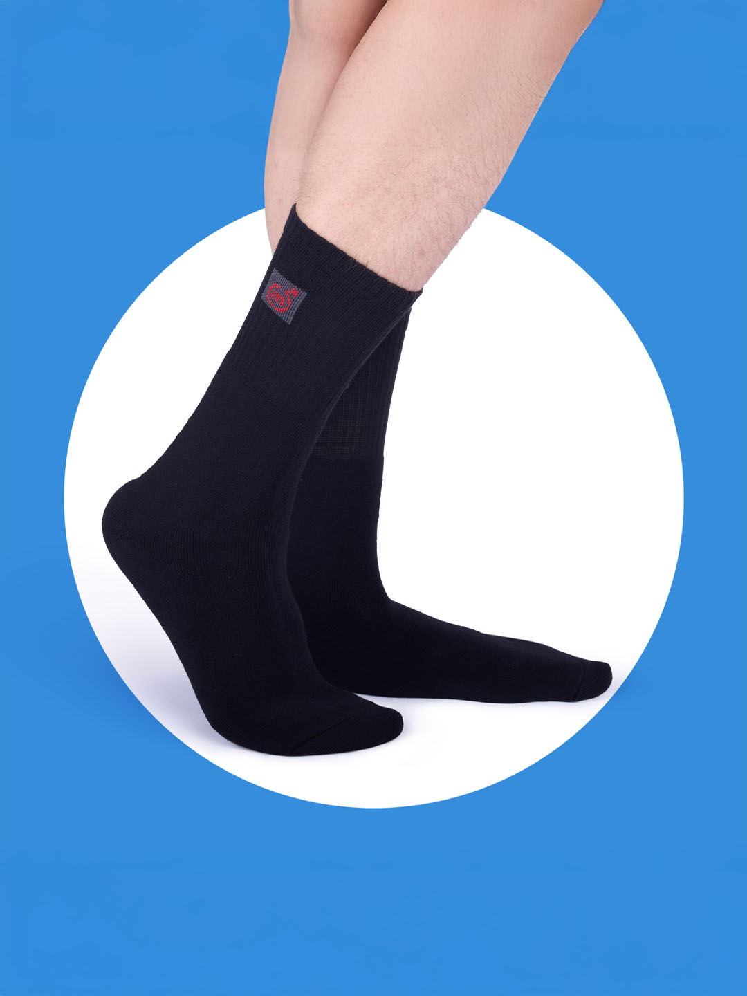 Socks Sutra Men’s Sports Crew/Calf Length Socks (Pack of 3) | Terry Cushion Cotton Spandex, Cushioned & Moisture-Wicking | MM3036