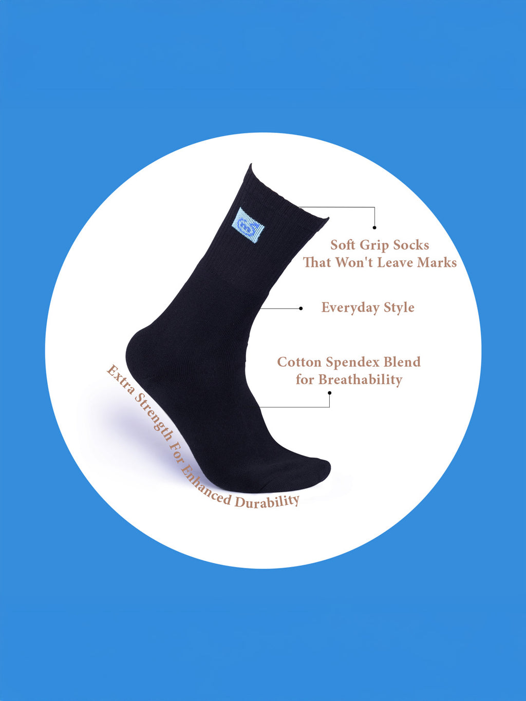 Socks Sutra Men’s Sports Crew/Calf Length Socks (Pack of 3) | Terry Cushion Cotton Spandex, Cushioned & Moisture-Wicking | MM3036