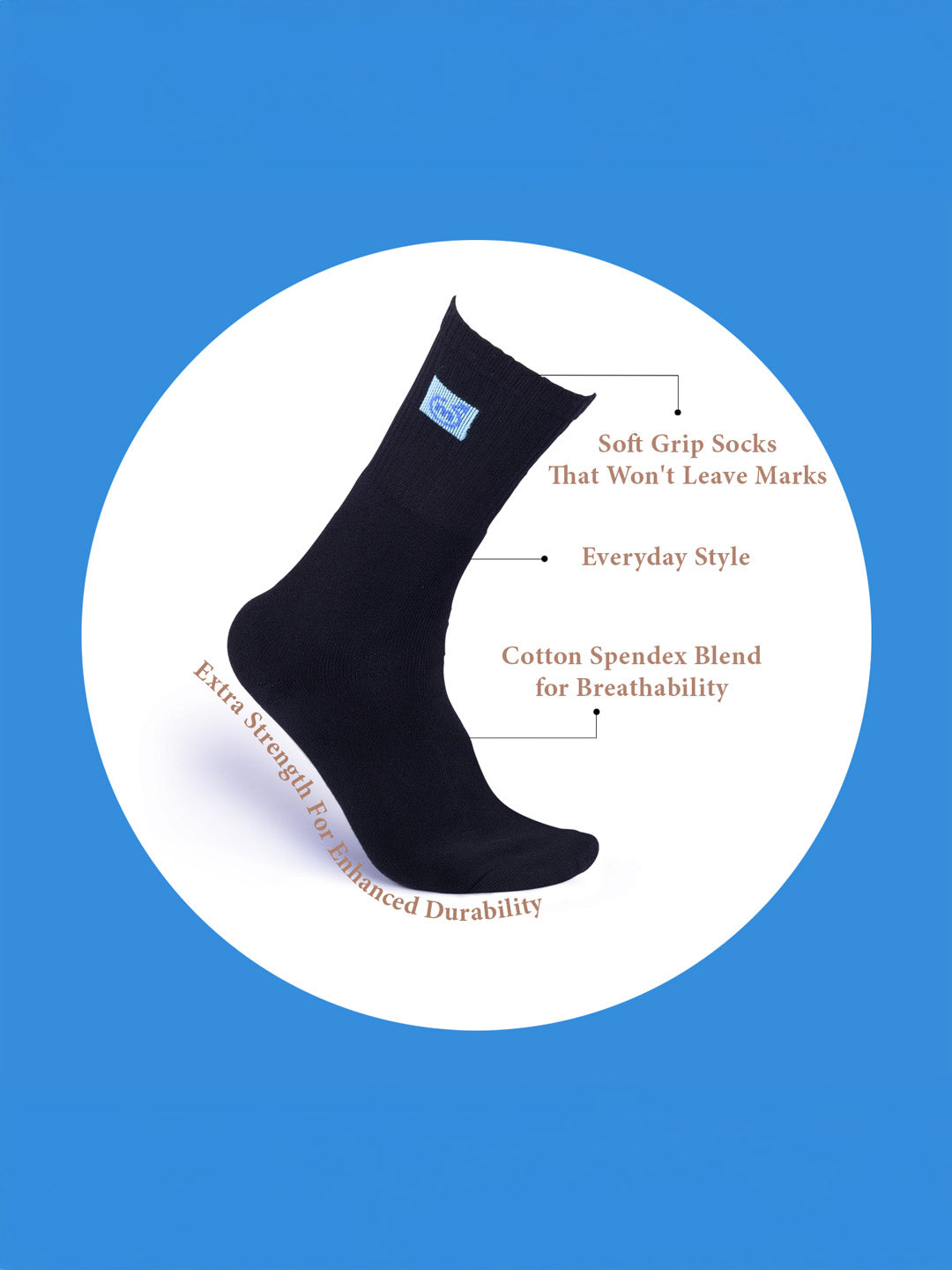 Socks Sutra Men’s Sports Crew/Calf Length Socks (Pack of 3) | Terry Cushion Cotton Spandex, Cushioned & Moisture-Wicking | MM3036