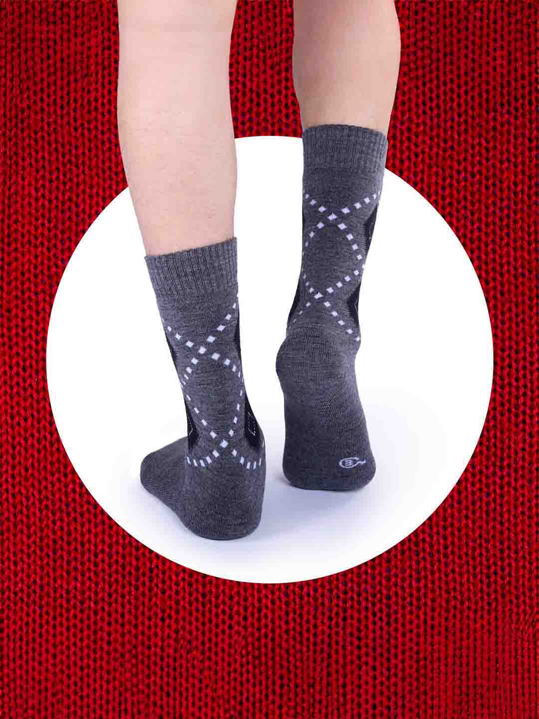 Socks Sutra by Macroman M-Series Men’s Wool Terry Crew/Calf Length Socks (Pack of 3) | Terry Wool Fabric, Odor-Resistant & Soft | MM3037
