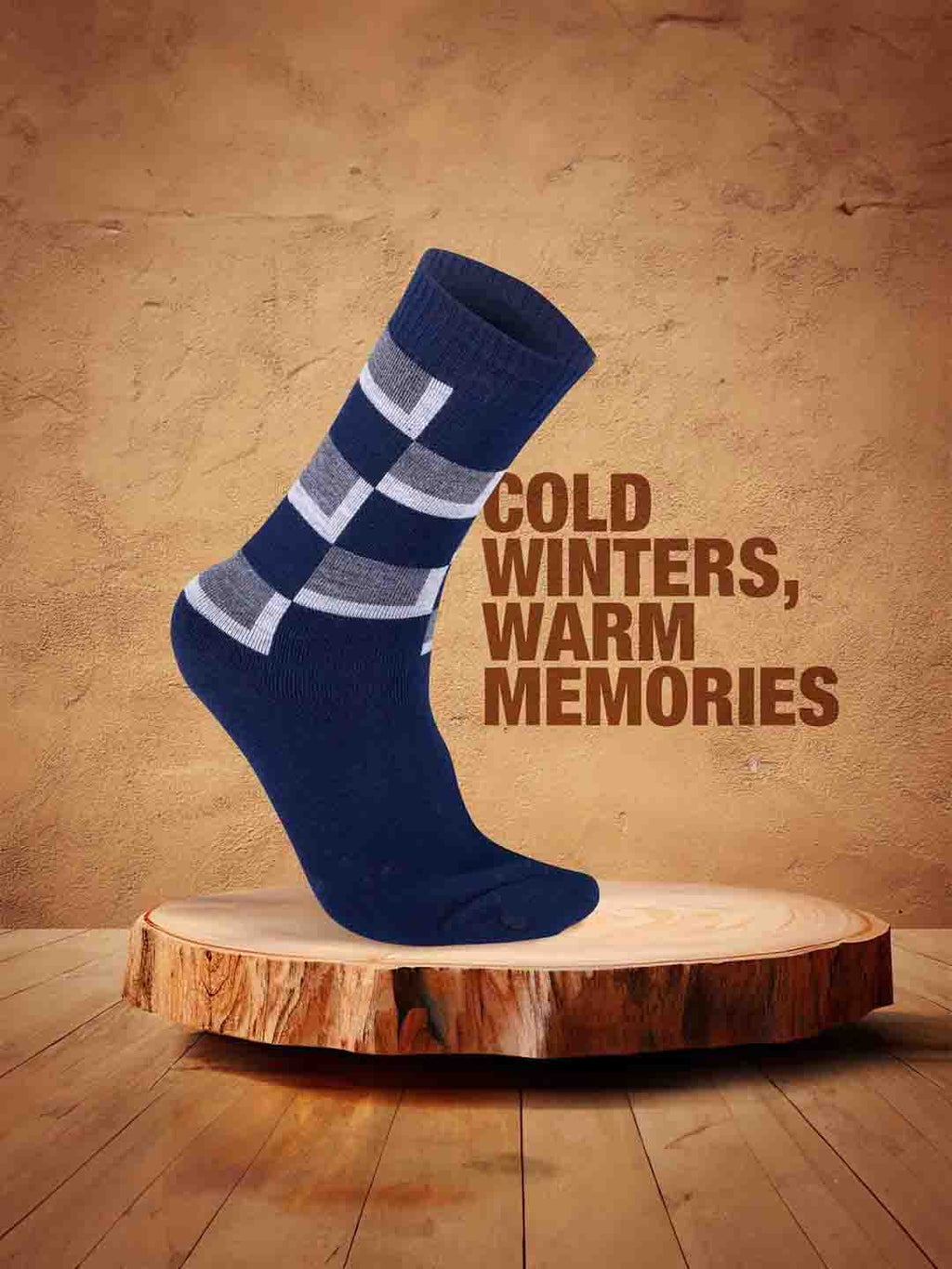 Socks Sutra by Macroman M-Series Men’s Wool Terry Crew/Calf Length Socks (Pack of 3) | Terry Wool Fabric, Odor-Resistant & Soft | MM3037