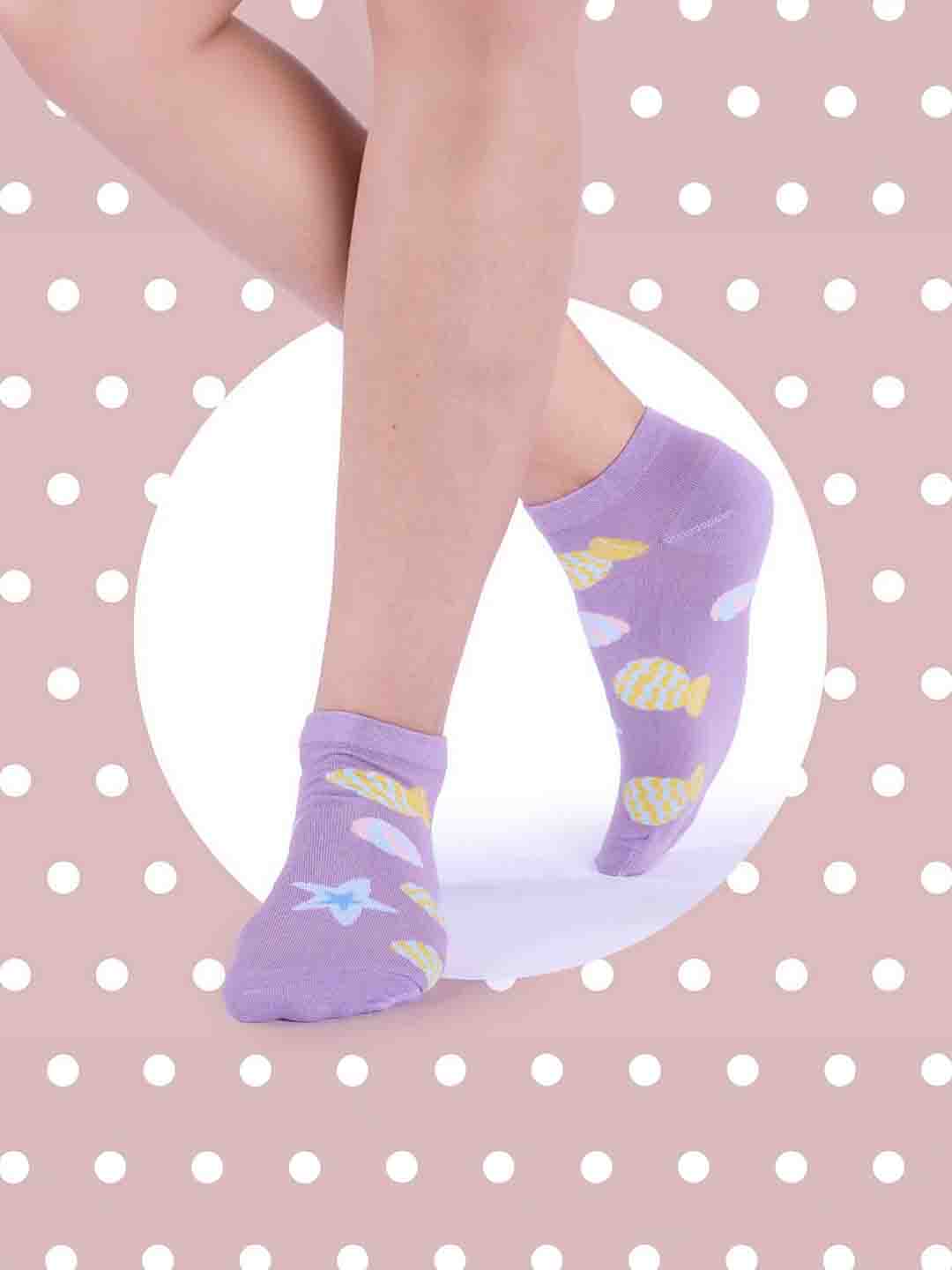 Socks Sutra by Macrowoman W-Series Women’s Casual Ankle Length Socks (Pack of 5) | Cotton Spandex, Reinforced Heel & Toe | MW3101