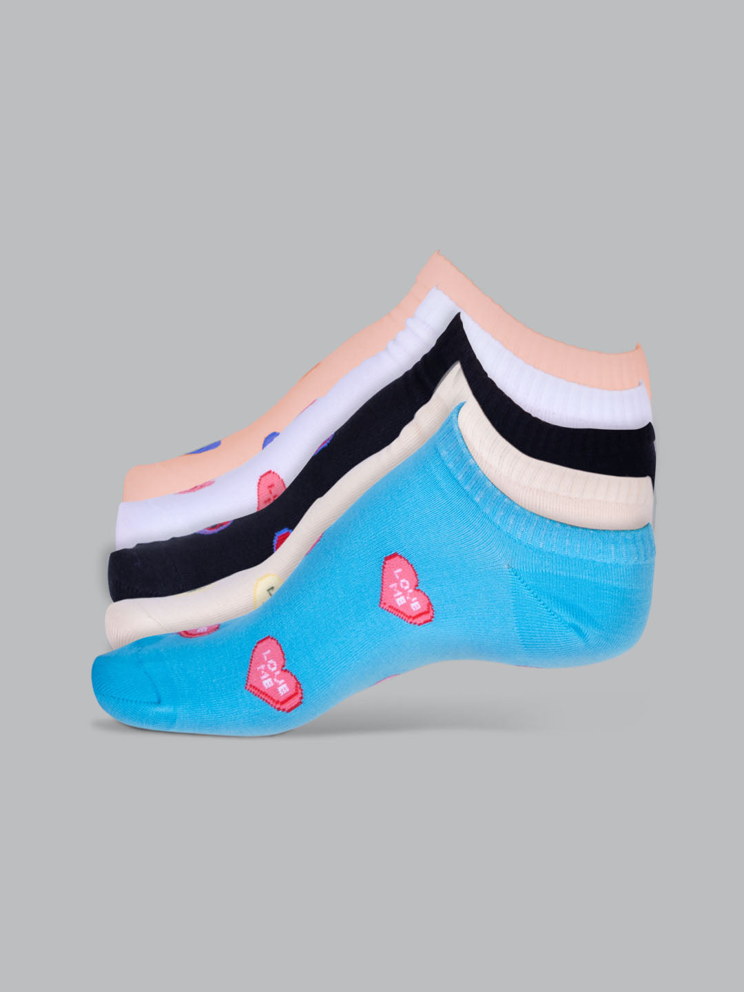 Socks Sutra by Macrowoman W-Series Women’s Casual Ankle Length Socks (Pack of 5) | Cotton Spandex, Reinforced Heel & Toe | MW3102
