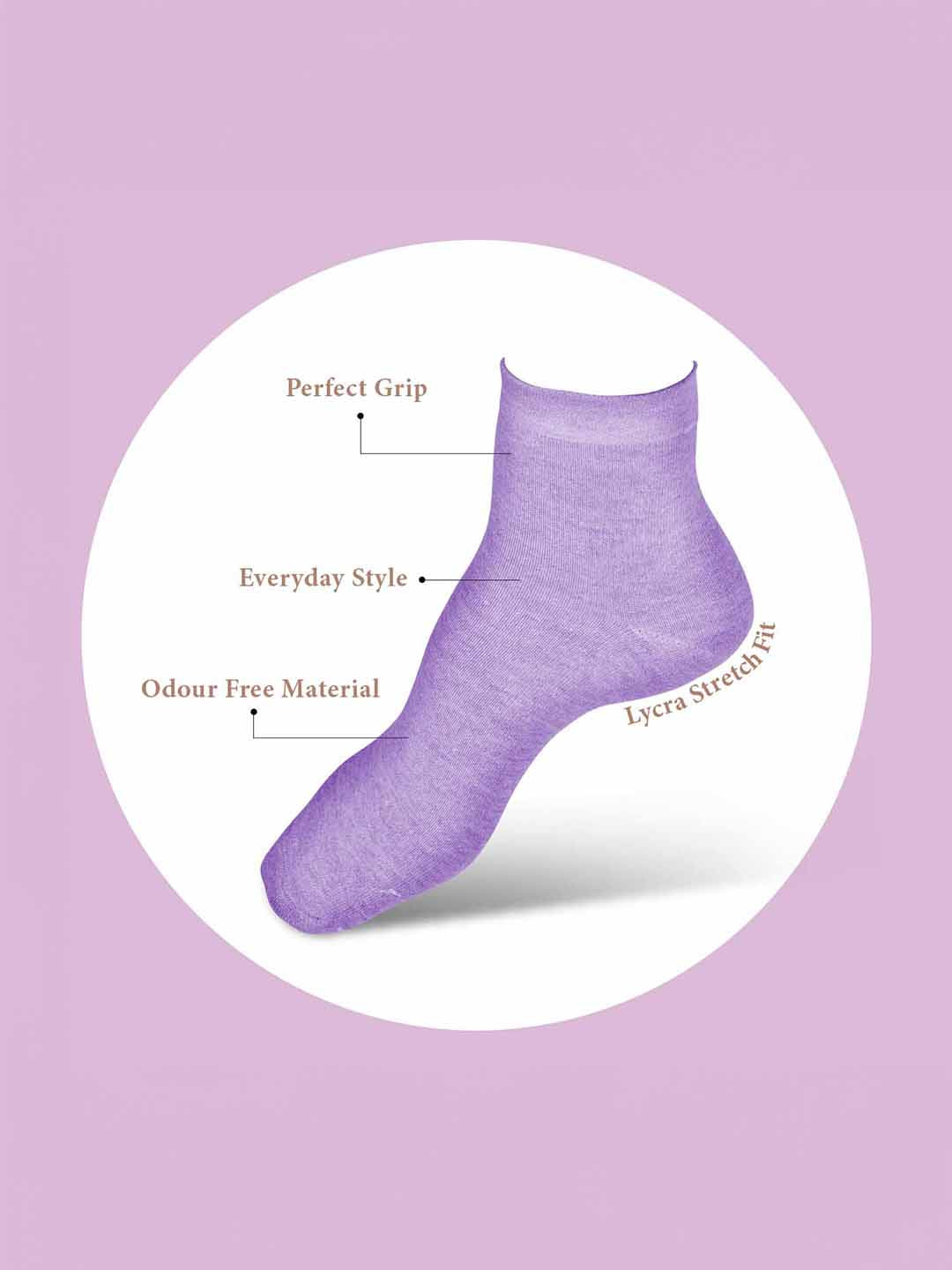 Socks Sutra by Macrowoman W-Series Women’s Casual Ankle Length Socks (Pack of 5) | Cotton Spandex, Reinforced Heel & Toe | MW3104