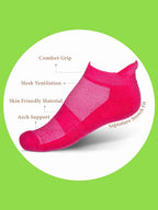 Socks Sutra by Macrowoman W-Series Women’s Sports Ankle Length Socks (Pack of 3) | Cotton Spandex Terry, Cushioned & Breathable