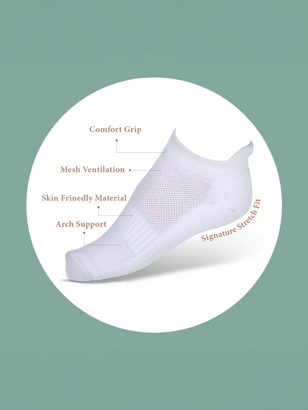 Socks Sutra by Macrowoman W-Series Women’s Sports Ankle Length Socks (Pack of 3) | Cotton Spandex Terry, Cushioned & Breathable | MW3106