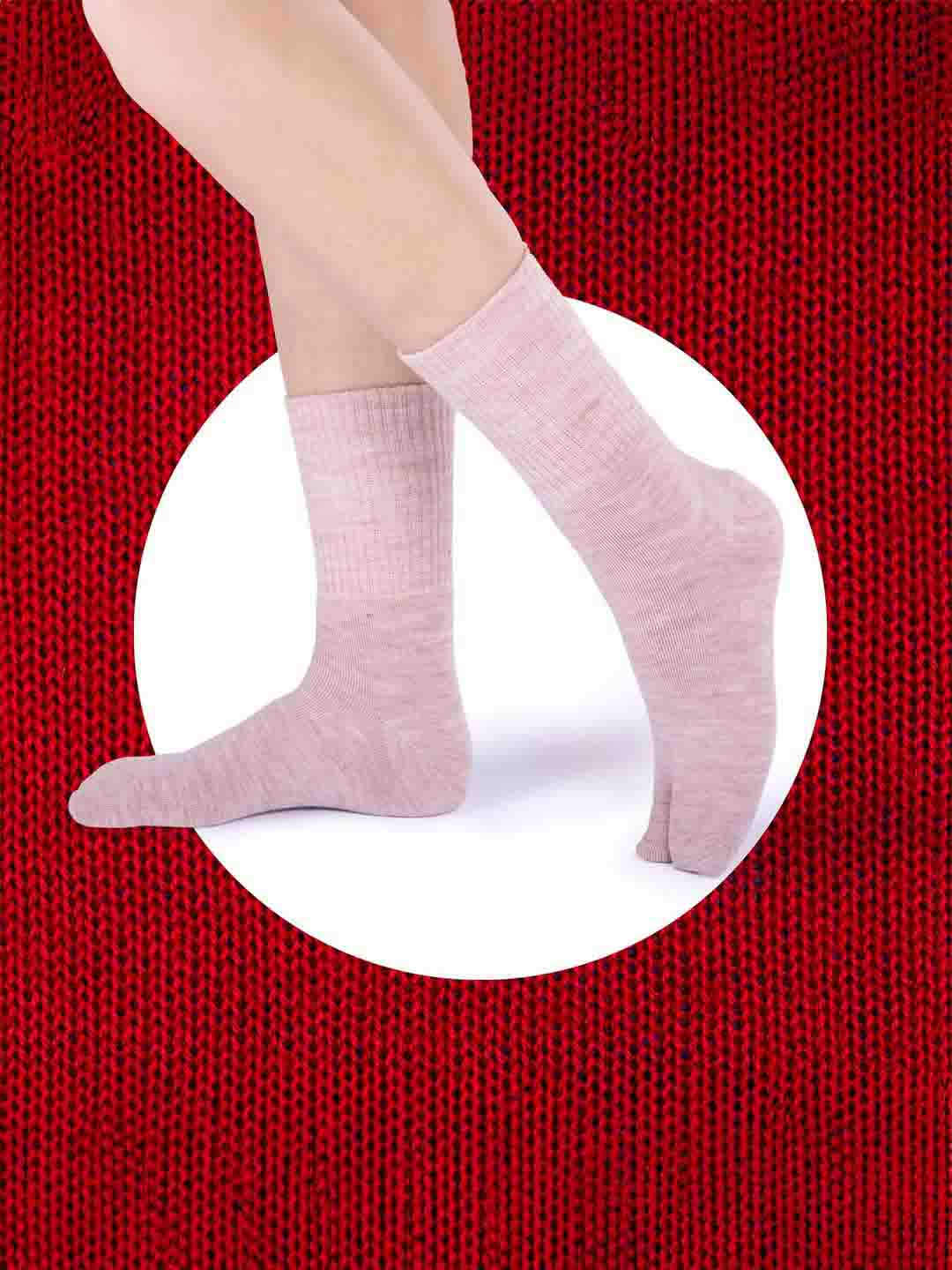 Socks Sutra by Macrowoman W-Series Women’s Thumb Toe Separator Crew/Calf Length Socks (Pack of 3) | Wool Terry, Stretch-Fit & Durable | MW3108