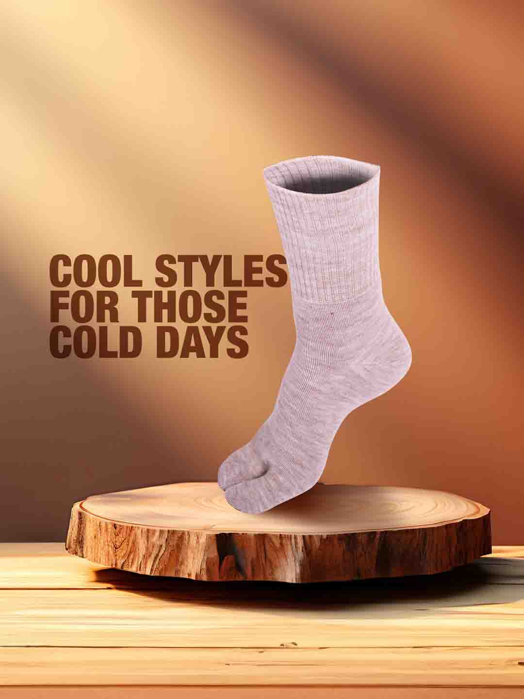 Socks Sutra by Macrowoman W-Series Women’s Thumb Toe Separator Crew/Calf Length Socks (Pack of 3) | Wool Terry, Stretch-Fit & Durable | MW3108