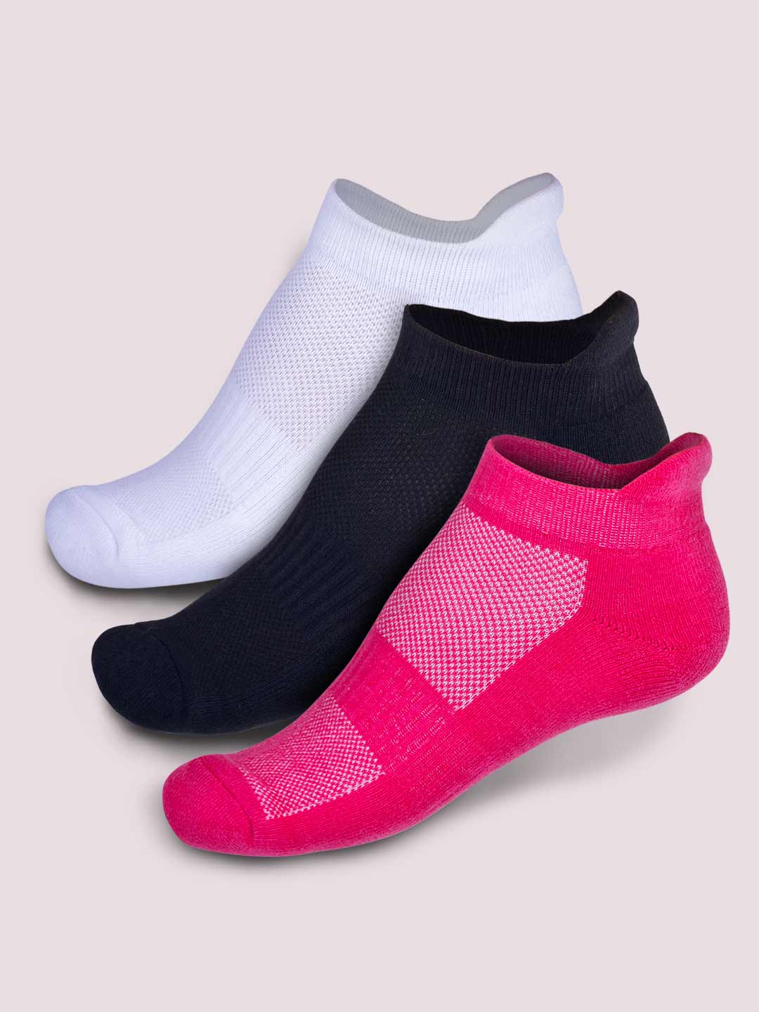 Socks Sutra by Macrowoman W-Series Women’s Sports Ankle Length Socks (Pack of 3) | Cotton Spandex Terry, Cushioned & Breathable | MW3105