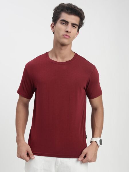 Men's Round Neck Tee In Supima Cotton Modal Spandex Blend with Stretch Fit Cool Touch