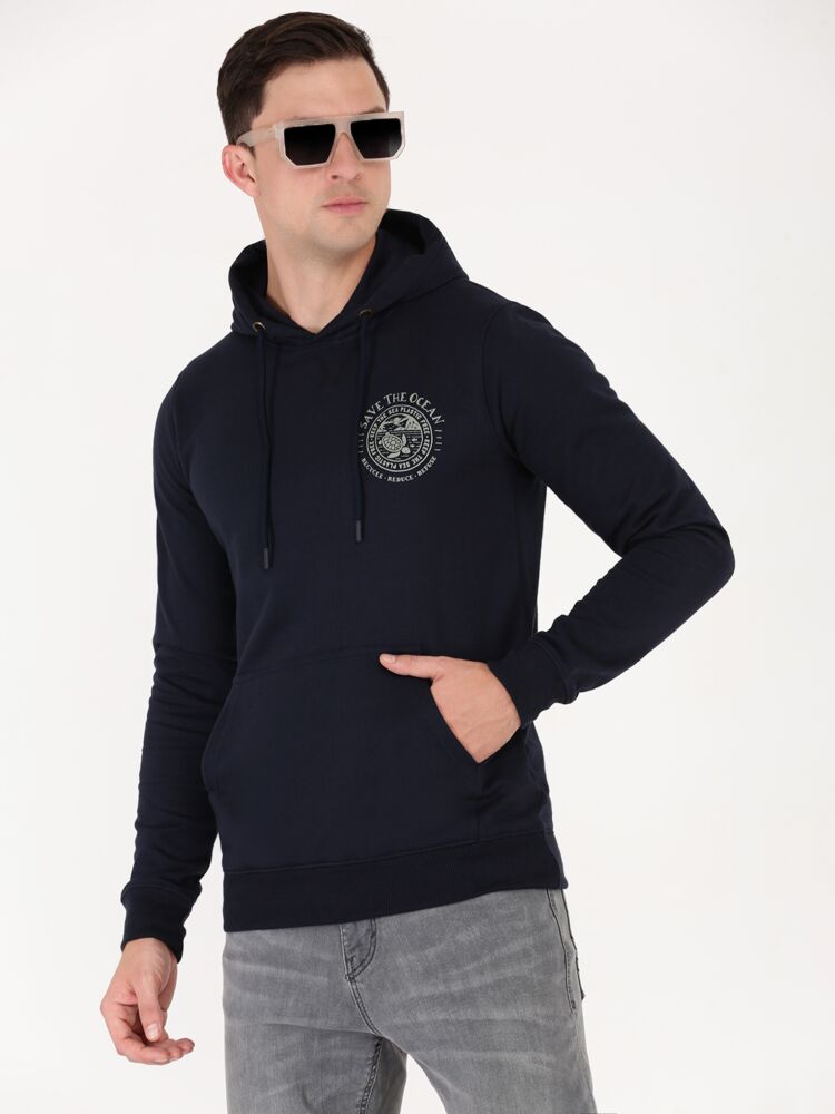 Macroman M-Series Men’s Fashion Printed Sweatshirt Hoodie in Cotton-Rich Fleece Fabric, Full Sleeve Hooded Style