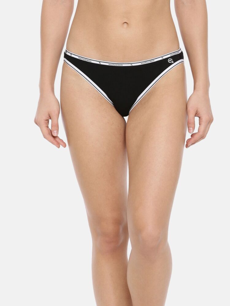 Women's Medium Coverage Cotton Stretch Bikini Panty with Contrast Elastic For Great Flexibility