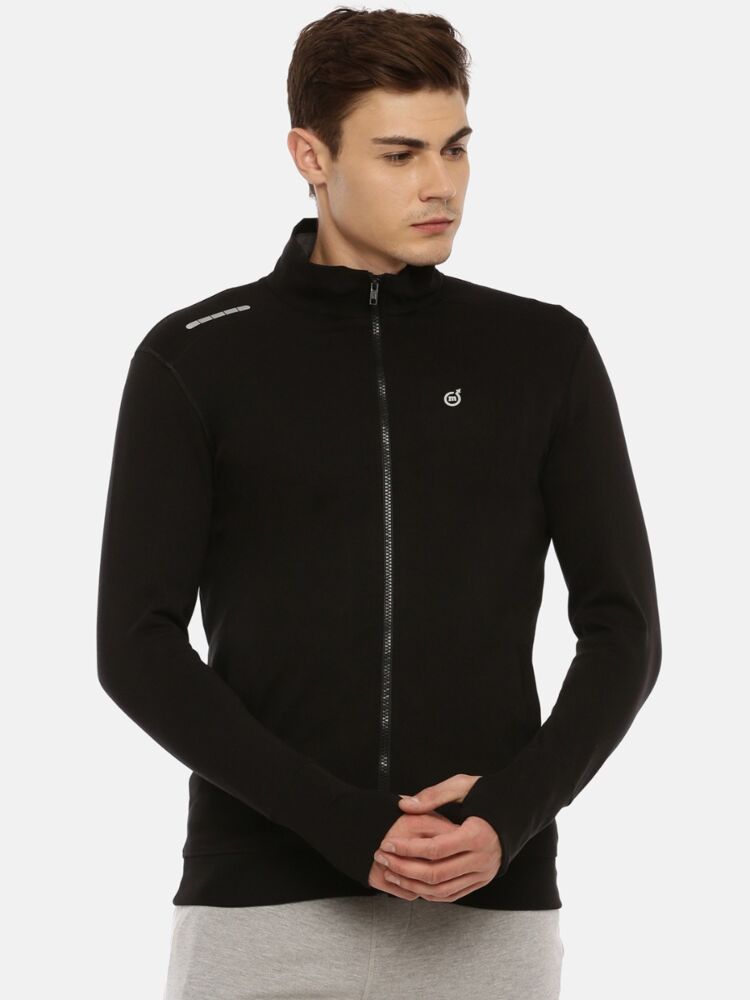 Super Combed Cotton Rich Interlock Long Sleeve Hi-Neck Jacket With Zippered Front Open & Thumb Hole Cuff For Riding Comfort