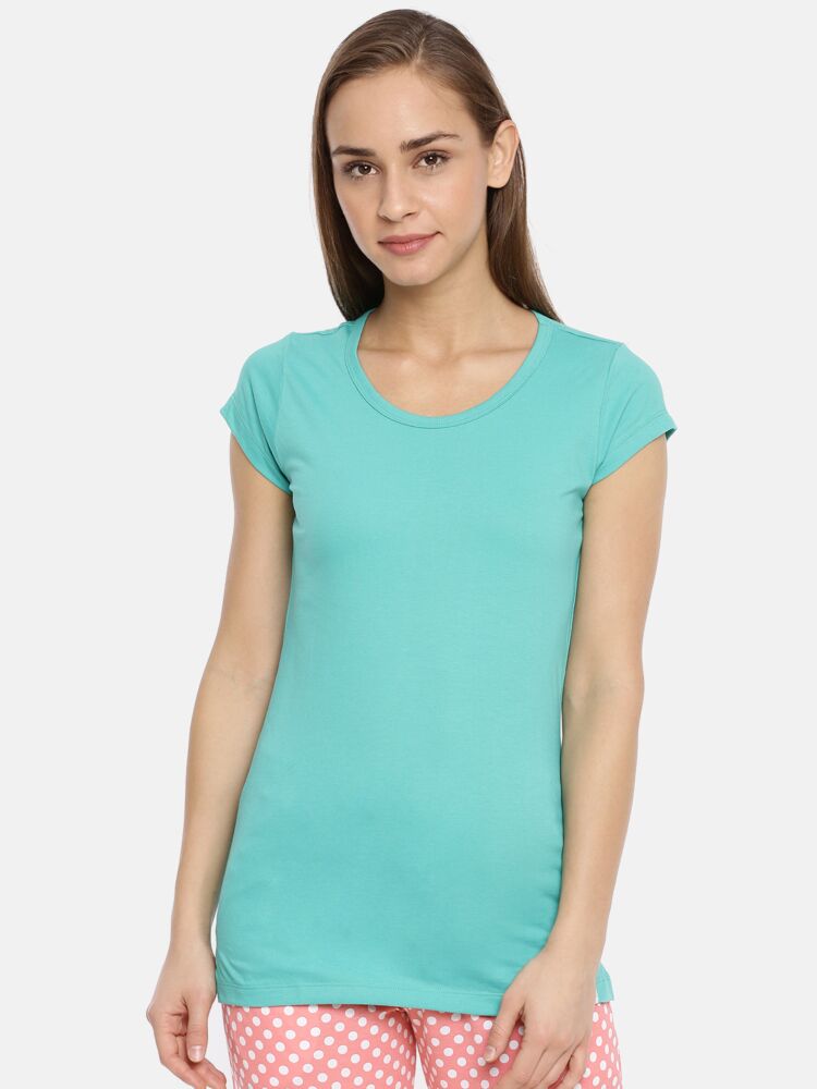 Women's Round Neck Long Tees in Cotton Rich Fabric with Half