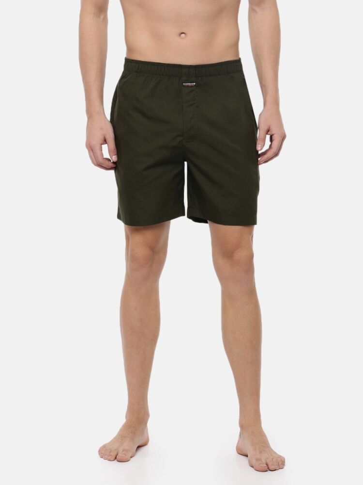 Super Combed Cotton Solid Boxer Shorts With Side Pockets & Soft Inner Waistband