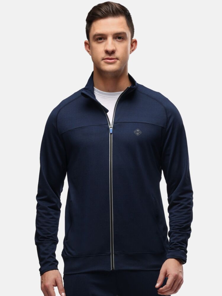 Micro Poly Rich Stretch Active Jacket With Wicking & Stay Dry Finish, Front Zip Open And Thumb Hole For Riding Comfort