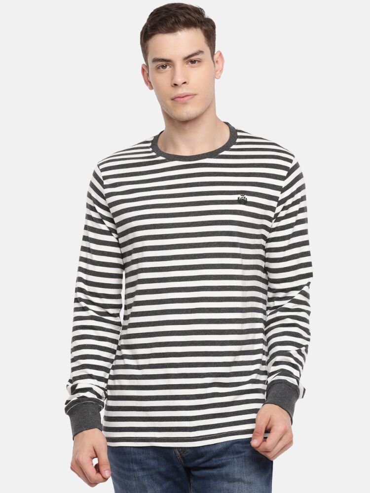 Smart Basics Comfort Full Sleeve Striper Round Neck T-Shirt