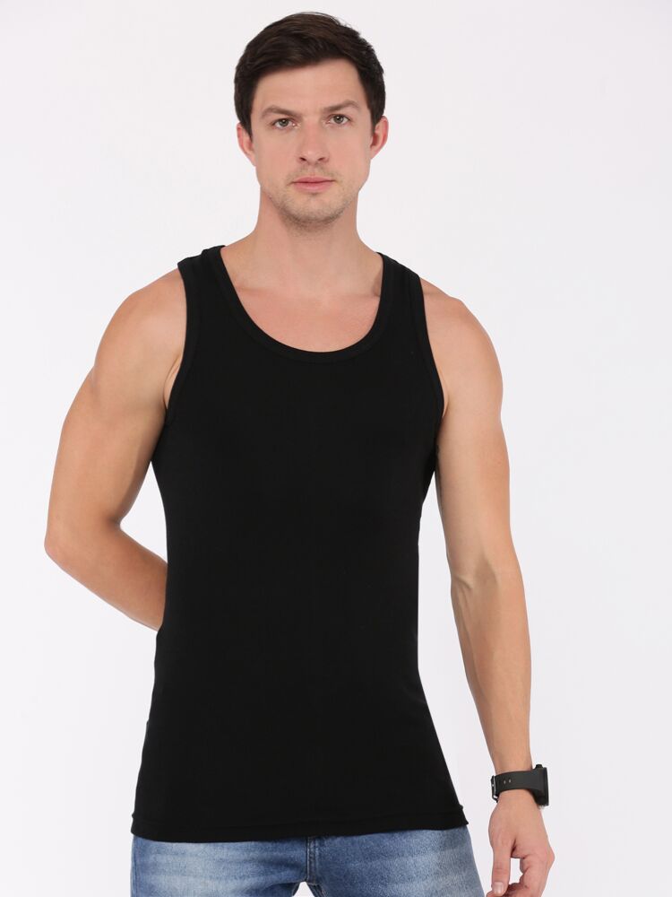 Combed Cotton Rib Sleeveless Vest with Seamless Body Hug Fit
