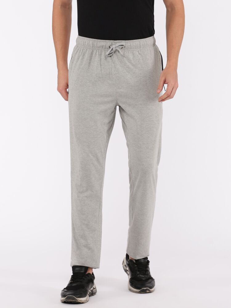 Men's Active Track Pants in Cotton Rich Fabric Elastic Waistband and Contrast Zipper Pockets.