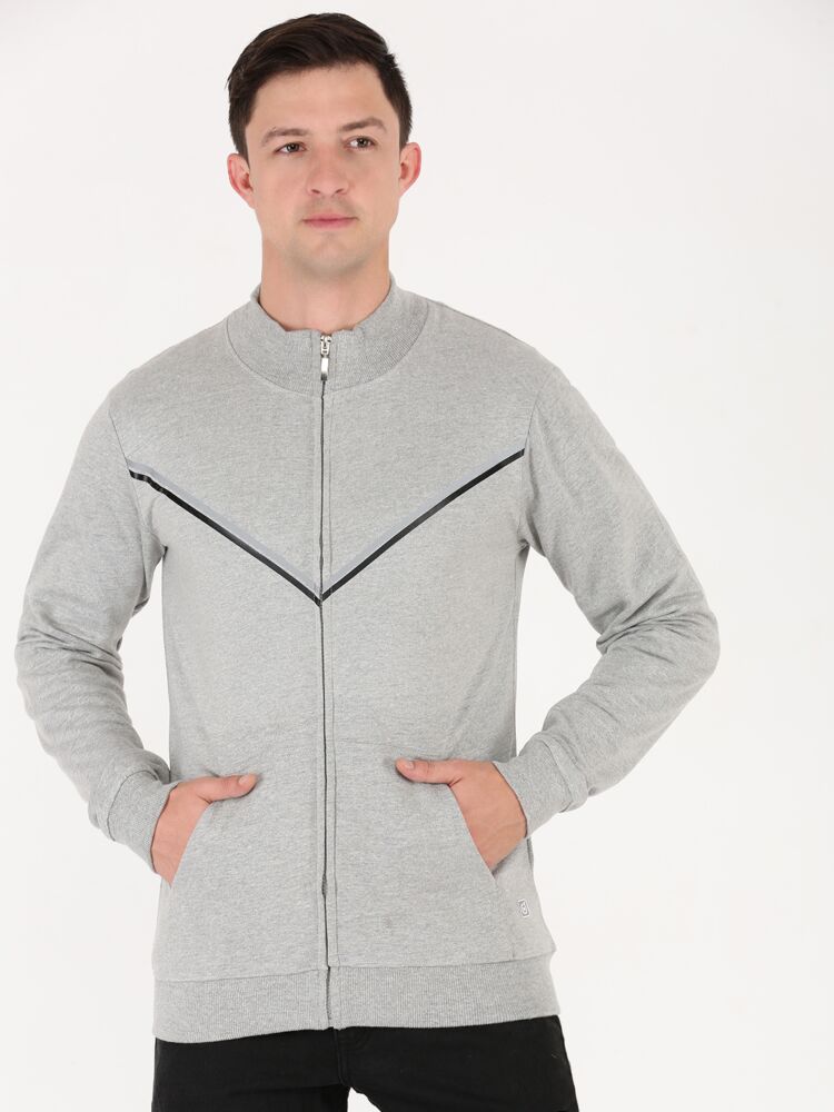 Fashion High Neck Full Sleeve Sweatshirt With Full Zip