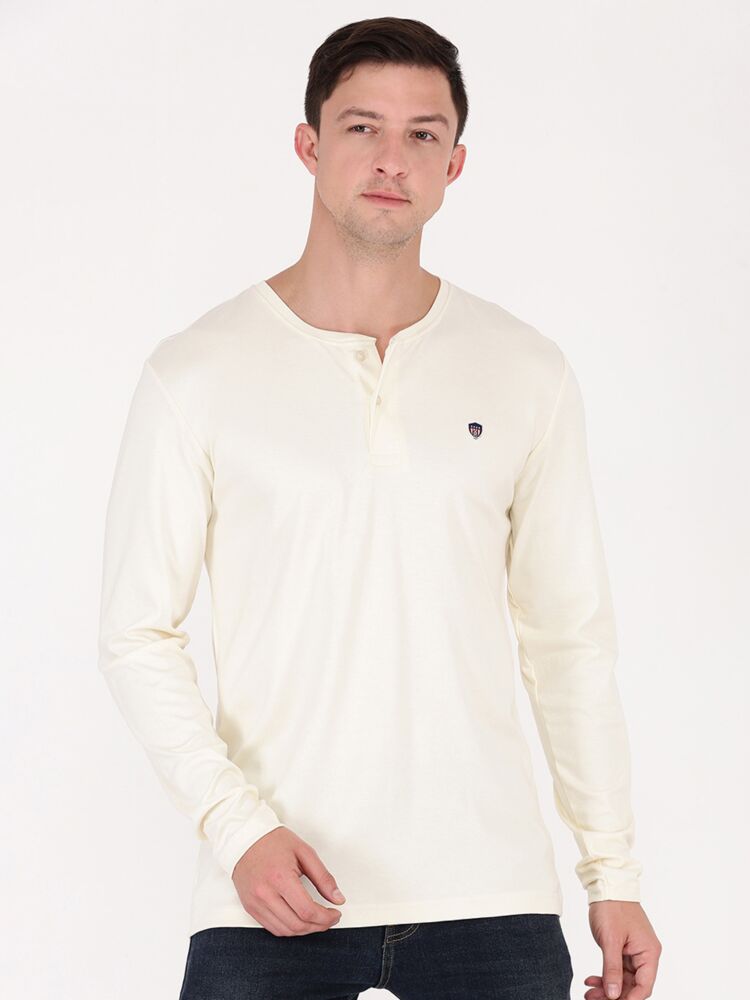 Smart Basics Full Sleeve Henley Neck T-Shirt