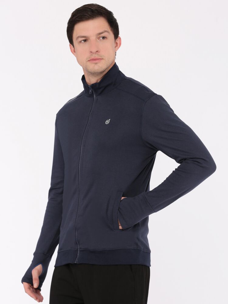 Men's High Neck Jackets in Cotton Rich Fabric with Full Zip Closure